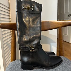 Tory Burch Black Leather Riding Boots